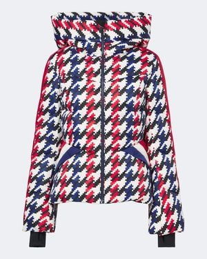 Perfect Moment Duvet Houndstooth Hooded Down Ski Jacket - White