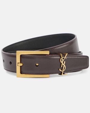 Saint Laurent Cassandre 30Mm Leather Belt - Brown