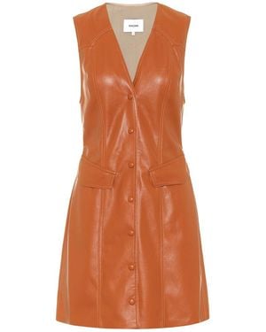 Nanushka Menphi Vegan Leather Button-front Dress - Brown