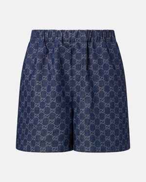 Gucci Shorts De Denim Gg - Azul