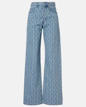 Dries Van Noten Bedruckte Wide-Leg Jeans - Blau