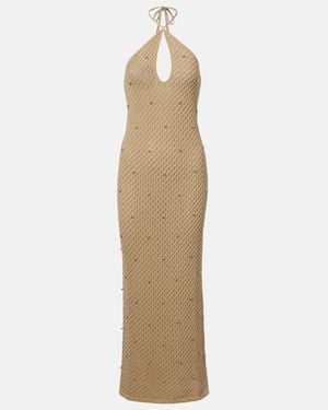 STAUD Isola Crochet Embellished Cotton Beach Dress - Natural