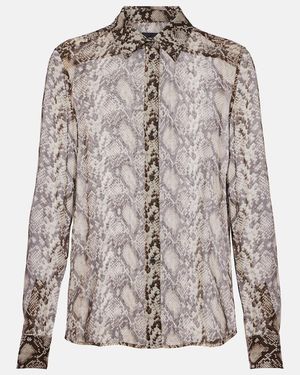 Nili Lotan Gaia Snake-Print Silk Shirt - Brown