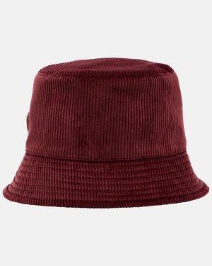Prada Cotton Corduroy Bucket Hat - Red