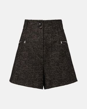 Max Mara Herringbone Wool-Blend Shorts - Black