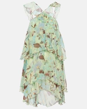 Stella McCartney Tiered Printed Silk Minidress - Green