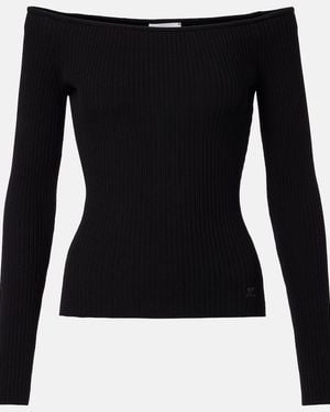 Courreges Off-Shoulder-Top Aus Rippstrick - Schwarz