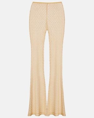 Missoni Open-Knit Lame Flared Pants - Natural
