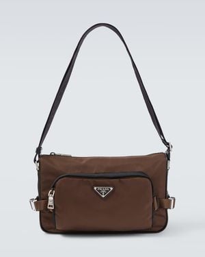 Prada Schultertasche Aus Re-Nylon - Braun