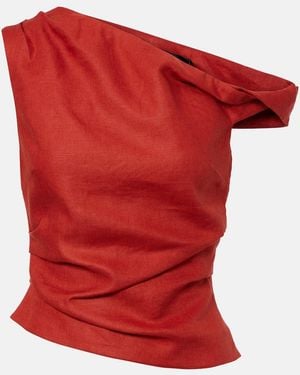 SIR. Asymmetric Linen Top - Red