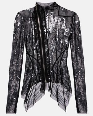 Rick Owens Gary Sequined Tulle Jacket - Black