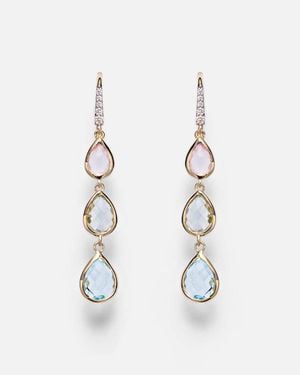 Mateo 14Kt (585/1000) Drop Earrings With Gemstones - White