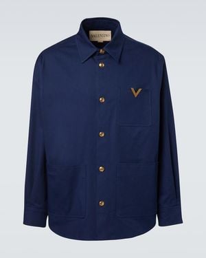 Valentino Vgold Cotton Gabardine Overshirt - Blue