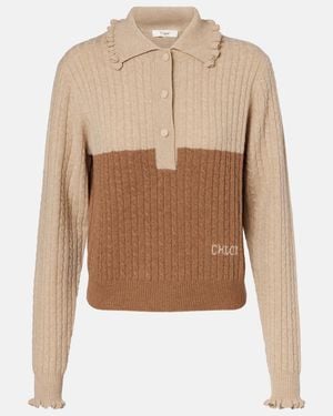 Chloé Polopullover Aus Wolle Und Kaschmir - Natur