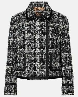 Dolce & Gabbana Checked Double-Breasted Boucle Jacket - Black