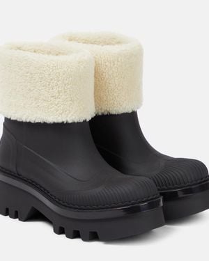 Chloé Raina Shearling-Trimmed Ankle Boots - Black