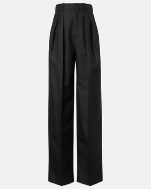 Saint Laurent Wool And Mohair Wide-Leg Trousers - Black