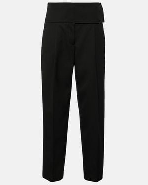 Jil Sander High-Rise Wool Wide-Leg Pants - Black