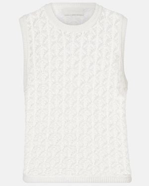Zimmermann Wylie Crop Crochet Cotton Tank Top - White