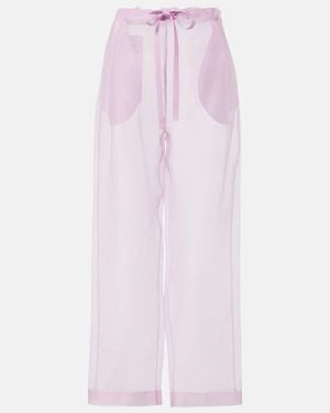 KHAITE Trenton Silk-Blend Organza Wide-Leg Trousers - Pink