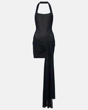 AYA MUSE Gathered Lame Minidress - Black