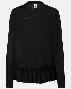 Noir Kei Ninomiya Ruffled Wool Top - Black