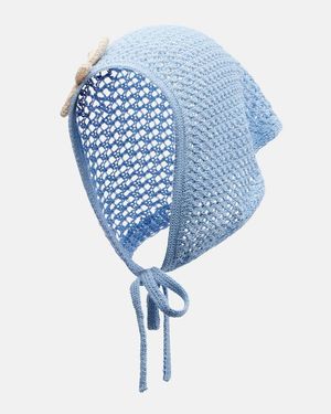 Bananhot Crochet Floral-Applique Scarf - Blue