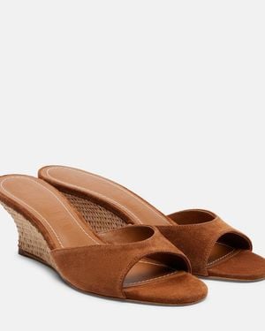 STAUD Brigitte 60 Suede Wedges - Brown