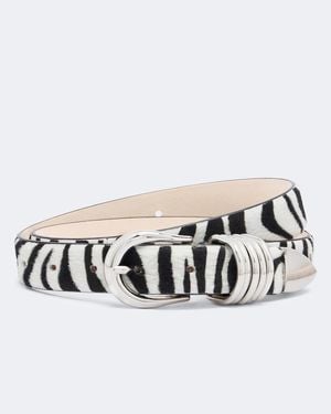 DEHANCHE Hollyhock Zebra-Print Calf Hair Belt - Metallic