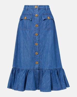 Valentino Denim Midi Skirt - Blue
