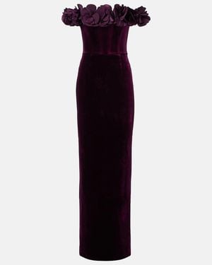 Rebecca Vallance Charles Off-Shoulder Velvet Gown - Blue