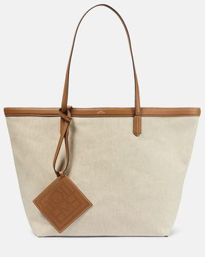 TOTEME Leather-Trimmed Canvas Tote Bag - Natural