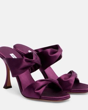 Aquazzura Twist 95 Satin Mules - Purple