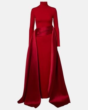 Solace London Olivia Satin-Trimmed Gown - Red