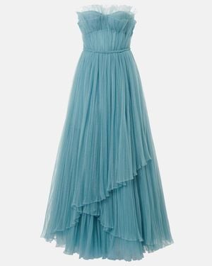 Costarellos Marinel Plisse Tulle Gown - Blue