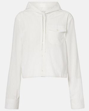 JW Anderson Pinstripe Cropped Hooded Shirt - White