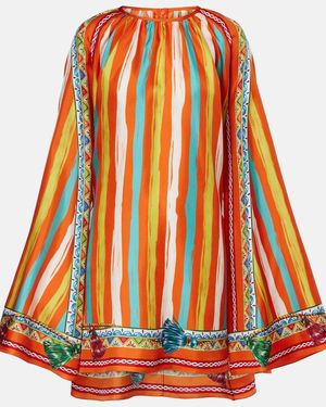Dolce & Gabbana Oversized Striped Silk Shirt - Red