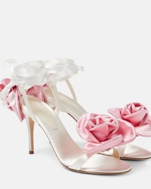 Magda Butrym Floral-Applique Satin Sandals - Pink