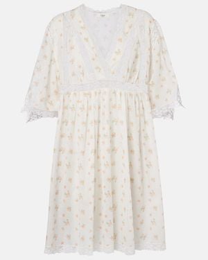 Chloé Floral Cotton Voile Minidress - White