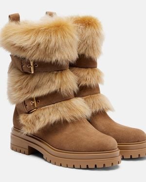 Gianvito Rossi Maverick Suede Mid-Calf Boots - Brown