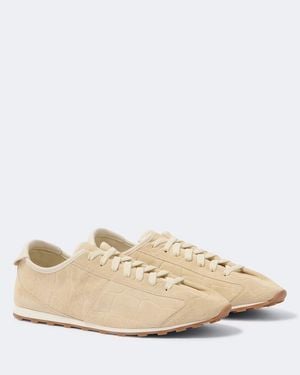 Jacquemus Tennis Croc-Effect Suede Sneakers - Natural