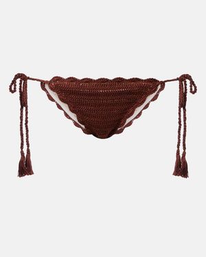 Anna Kosturova Crochet Cotton Bikini Bottom - Brown