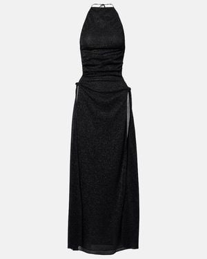 Oséree Lumiere Open-Back Maxi Dress - Black
