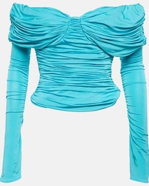 GIUSEPPE DI MORABITO Gathered Off-Shoulder Top - Blue