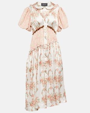 Simone Rocha Patchwork Floral Midi Dress - Natural
