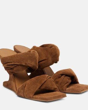 Rick Owens Twisted Cantilever 80 Suede Mules - Brown