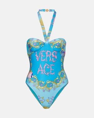 Versace Bedruckter Badeanzug - Blau