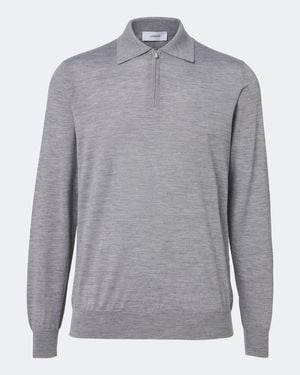 Lardini Polo-Pullover Aus Wolle, Seide Und Kaschmir - Grau