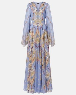 Etro Floral Silk Georgette Gown - Blue