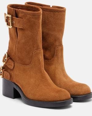 Chloé Bikerstiefel Dakota Aus Veloursleder - Braun